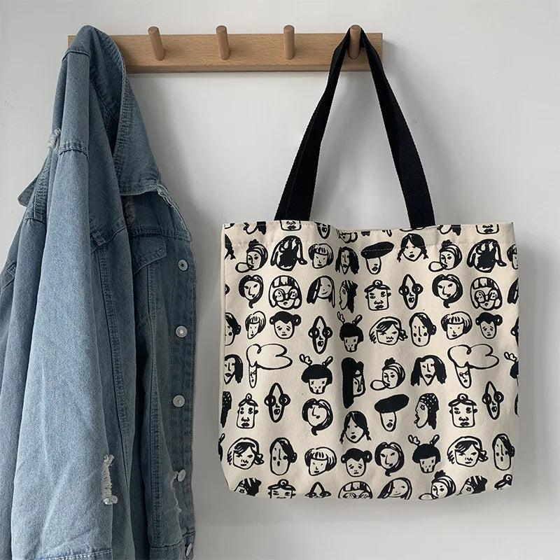 Canvas Shoulder Bag for Women Large Capacity Retro Handbag