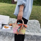 Women Woven Basket Handbag Summer Beach Shoulder Bag
