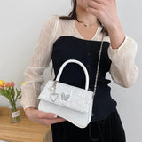 Vintage Women Chain Crossbody Bags Retro Butterfly Small Square Shoulder Bag