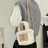 Casual Lightweight Crossbody Bag for Women - Letter Printed Satchel Tote