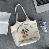 Canvas Women's Shoulder Bag Large Capacity Fruit Print Handbag