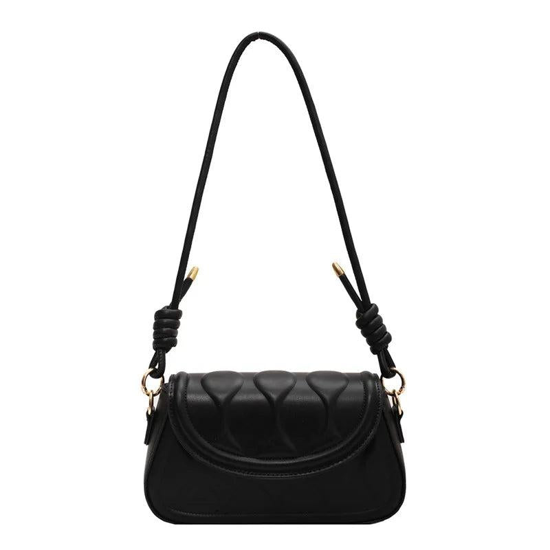 Solid Stripes Flap Hasp PU Leather Satchels Crossbody Bag