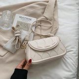 Solid Stripes Flap Hasp PU Leather Satchels Crossbody Bag