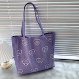 Canvas Art Large Capacity Shoulder Bag Purple Handbag