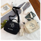 Canvas Ladies Diagonal Cross Bag Girls Cartoon Print Small Handbags Shoulder Bag