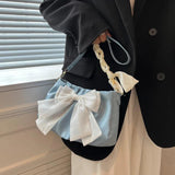 Sweet Bowknot Women Crossbody Bag Pleated Tote Shoulder Bags Ladies HandBag