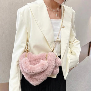 Women Heart-Shaped Chain Shoulder Bag Top Handbag Purse Totes