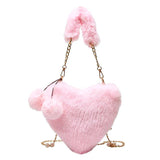 Women Heart-Shaped Chain Shoulder Bag Top Handbag Purse Totes