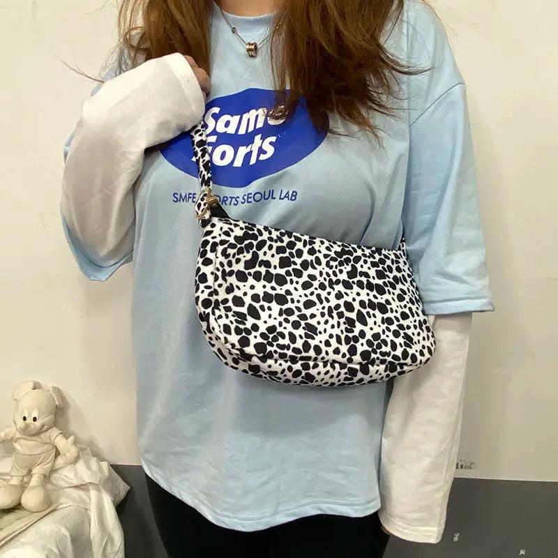 Shoulder Bags Women Cow Pattern Underarm Students All-match Style