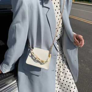 Chic Crossbody Bag with Acrylic Chain Strap
