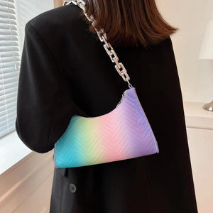 Colorful Women's Shoulder Bag Chain Party Underarm Bag for Female Small Purse