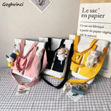 Canvas Shoulder Bag Large Capacity Multi-pockets Tote Handbag