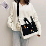 Canvas Shoulder Bag Large Capacity Multi-pockets Tote Handbag