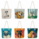 Schnauzer Golden Retriever Print Women Shoulder Bag Eco Reusable Dog Animal