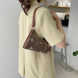 Lace Floral Shoulder Bag Square Handbag PU Leather Zipper All-match