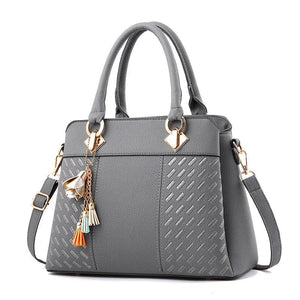 Women's PU Leather Shoulder Bag Tassel Handbag Crossbody Zipper Closure