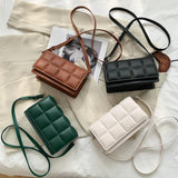 Checkered Flap Women Pu Leather Handbags Purse Crossbody Bag