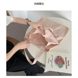 Large Capacity Letter Embroidered Canvas Bag, All-Match Shoulder Bag