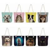 Dalmatians Shoulder Bags Eco Reusable Handbags Cat Dog Print Shopping Bags