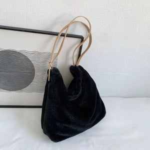 Winter Underarm Plush Shoulder Bags for Women Large Capacity Daily Handbags