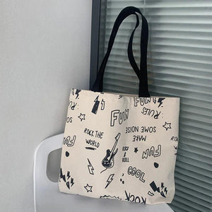Large Capacity Canvas Women's Shoulder Bag Japanese Retro Ulzzang