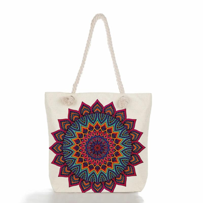 Flower Tote Bags Women Eco Reusable Shopping Bag Foldable Floral Print Handbags