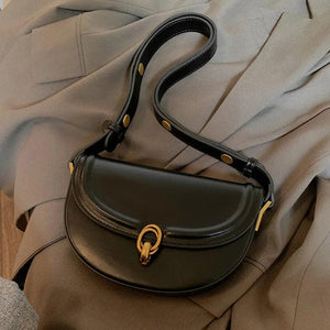 Versatile Women's Saddle Bag Small Handbag PU Messenger Bag