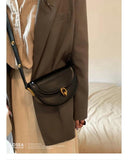Versatile Women's Saddle Bag Small Handbag PU Messenger Bag
