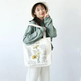 Retro Literary Canvas Women's Shoulder Shopper Bag