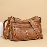 Retro Crossbody Bag for Women PU Leather Shoulder Purse Messenger Sac