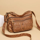 Retro Crossbody Bag for Women PU Leather Shoulder Purse Messenger Sac