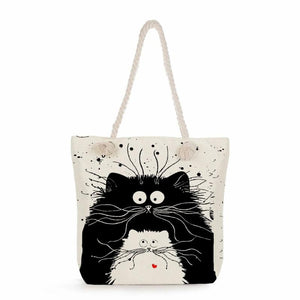 Eco-Friendly Japanese Style Cat Print Tote Bag