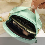 PU Leather Women Crossbody Bags Sweet Lace Round Handbags