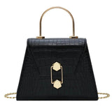 Vintage Leather Cross-Body Bag with Chain Buckle