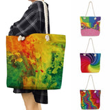 Watercolor Shoulder Strap Handbag Travel Thick Rope Bag Female High Capacity Sho