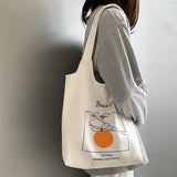 Women's Canvas Shoulder Tote Bag Large Capacity Cotton Cloth Shopping Bags