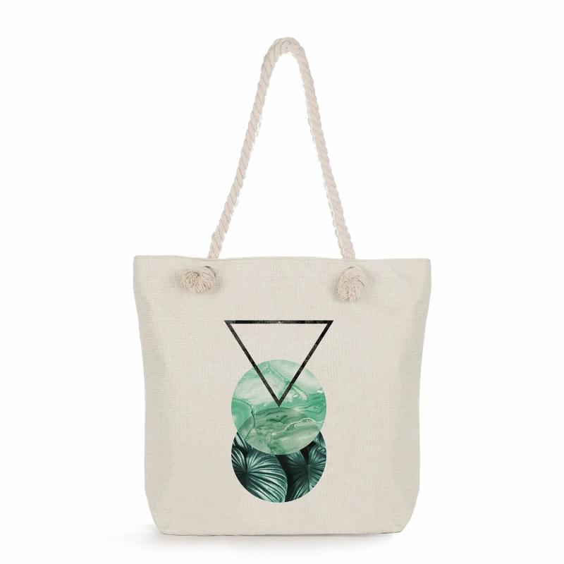 Geometry Print Women Lady Handbags High Folding Reusable Shopper Bags