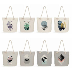Geometry Print Women Lady Handbags High Folding Reusable Shopper Bags