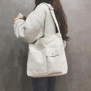 Canvas Tote Bag Large Capacity Crossbody Shoulder School Shopper