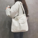 Canvas Tote Bag Large Capacity Crossbody Shoulder School Shopper