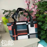 Women's Large Capacity PU Leather Shoulder Bag Check Handbag