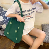 Women Canvas Shoulder Bag Bright Daisies Cotton Cloth Handbag Female