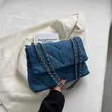 Vintage Denim Diamond Shoulder Bag for Women Large Capacity Tote