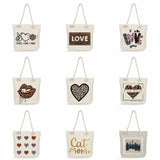 Leopard Letter Printed Tote Bag Reusable Thick Rope Shopping Bag