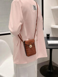 Silver Crocodile Leather Shoulder Bag Mini Clutch Purse