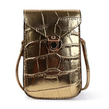 Silver Crocodile Leather Shoulder Bag Mini Clutch Purse