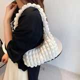 Pleated Cloud Bag Shoulder Bag Underarm Bag Small Square Bag Gift