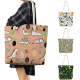 Dinosaur Print Animal Shoulder Bag Casual Tote Large Capacity Shopping Bag