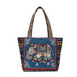 Women Cat Handbag Canvas Bag Large Capacity Shoulder Bag