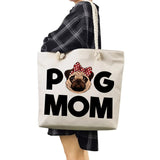 Summer Pug Print Tote Bag Linen Rope Shoulder Bag